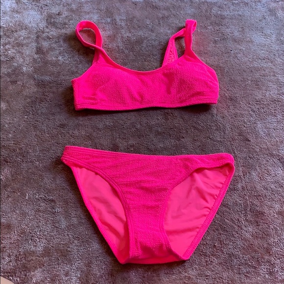 asos neon pink bikini